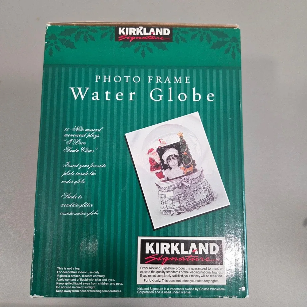 Kirkland Signature Christmas Photo Frame Water Snow Globe Musical I Love Santa